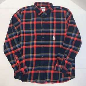 GAP Mens Tailored Fit Untucked Plaid Flannel Shirt